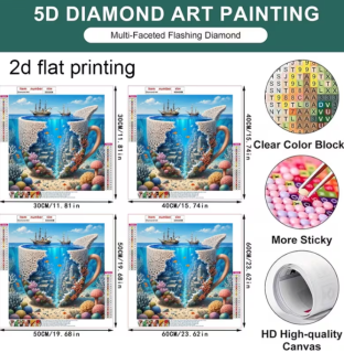 Preview: Diamond Painting Unterwasserstadt in einer zerbrochenen Teetasse